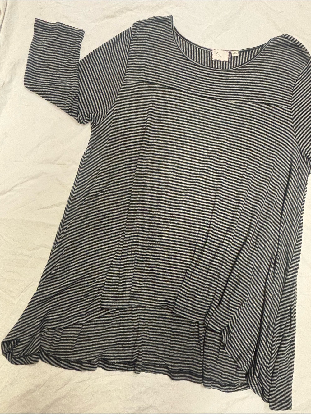 Women’s Long Sleeve Striped Swing Dress — Black and White